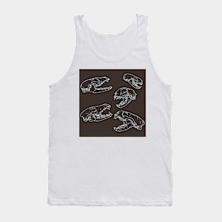 North American Predator Skulls White Lines Brown Tank Top